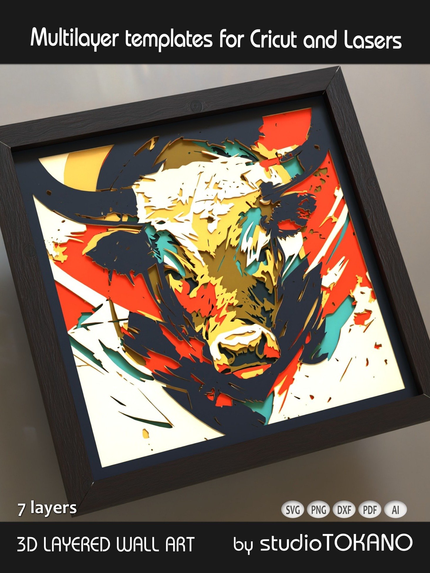 Bull 3D Layered SVG product image (4)