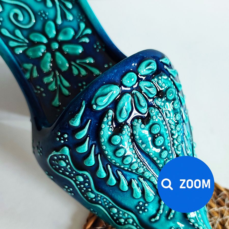 Ceramic wall decor, turquoise shoes (Terlik) — handmade pottery, handmade ceramic, home decor, handmade gift, Turkish ceramic product image (8)