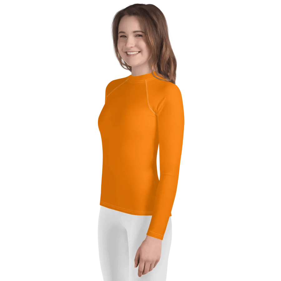 Youth Plain Color Orange Rash Guard product image (3)