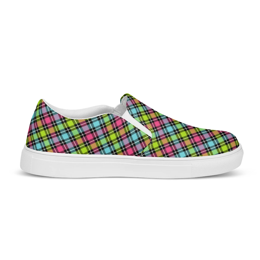 Neon Checkered Plaid Women's Slip-On Shoes product image (5)