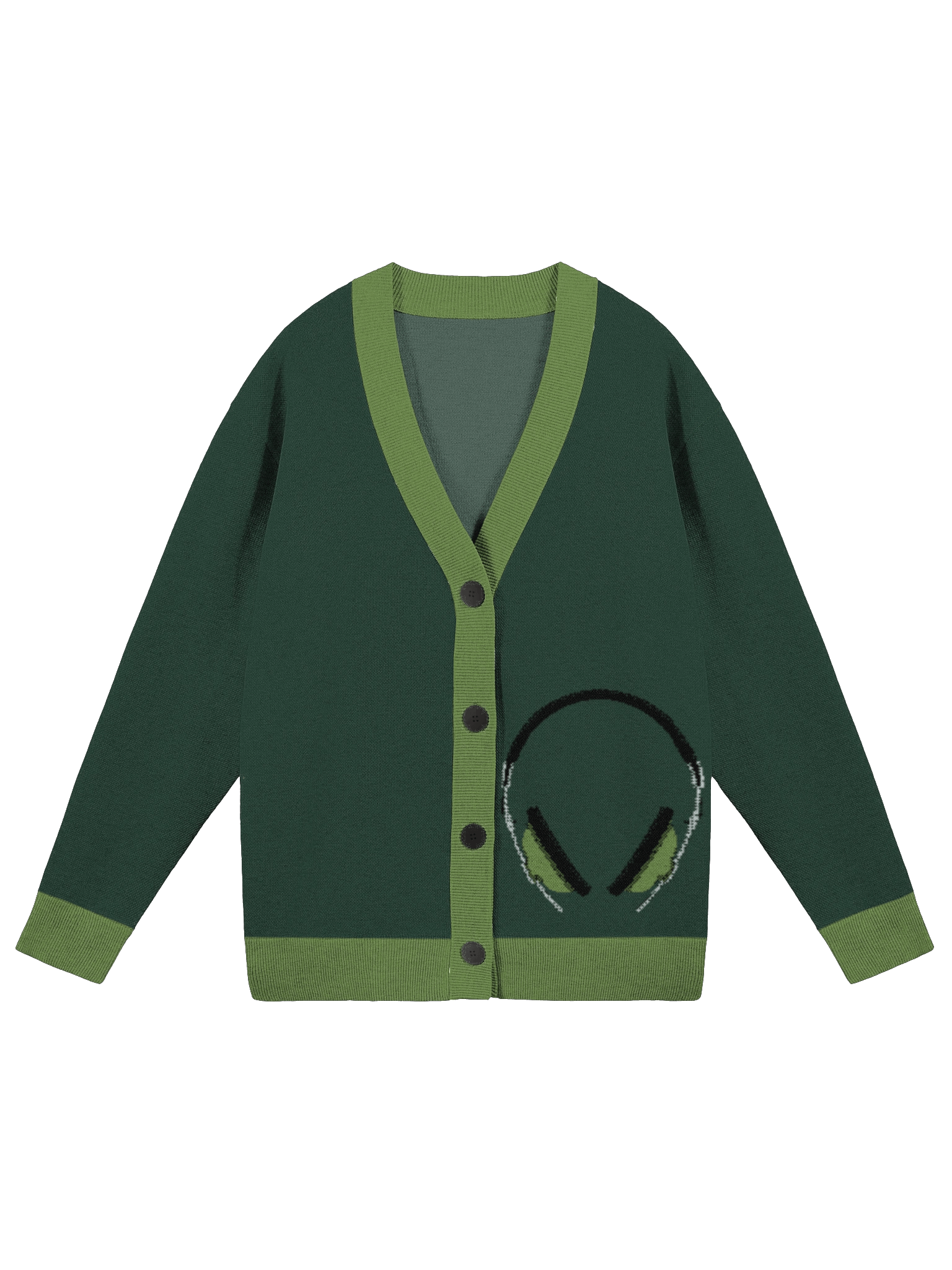 Green Headphones Knit Cardigan product image (1)