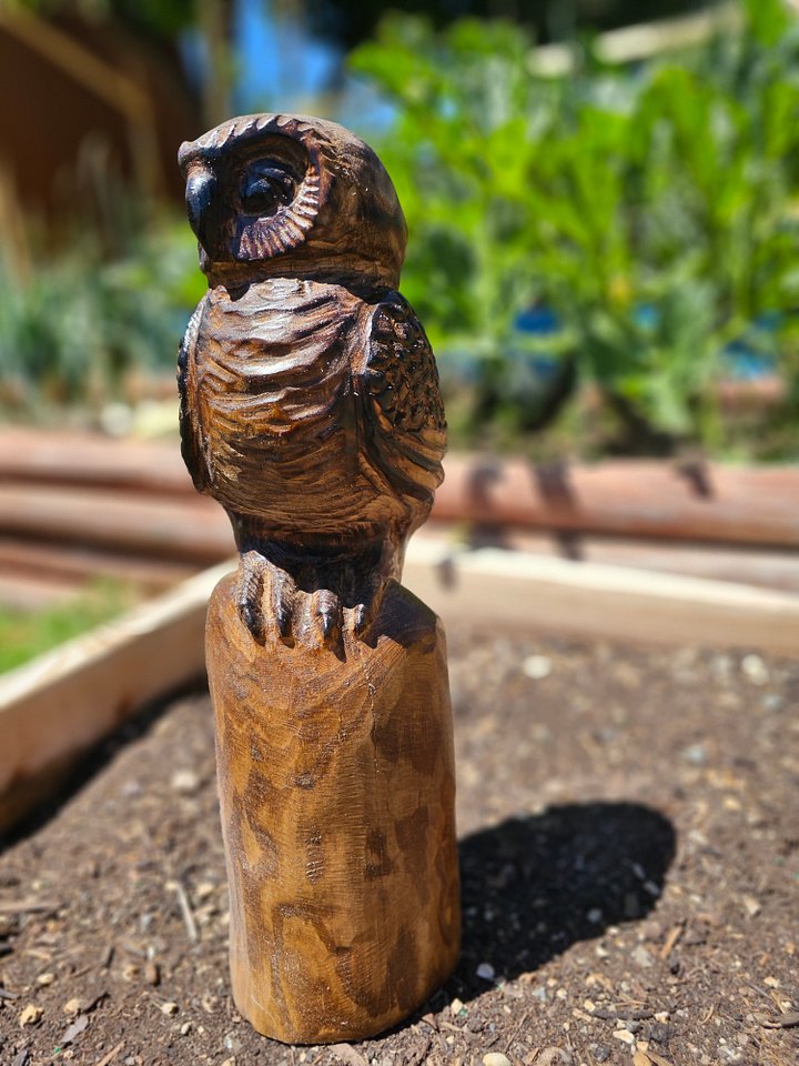 Sleepy Owl Wood Carving product image (2)