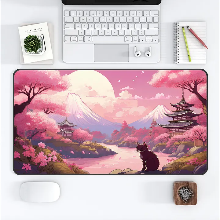 Whiskered Blossoms Medium Desk Mat (12 x 22) product image (1)