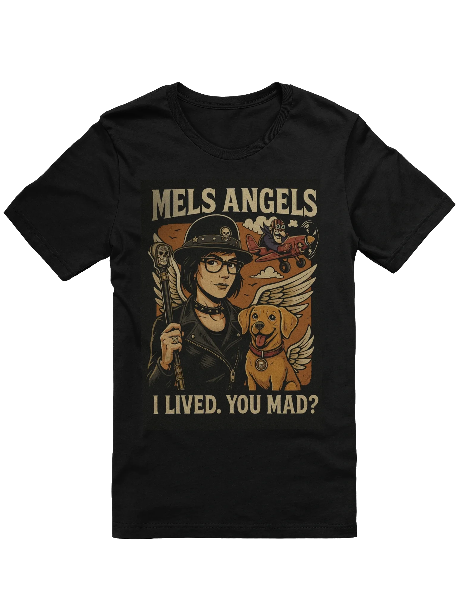 Original design- Mel’s Angels “I Lived. You Mad?” T-Shirt – Bella+Canvas Unisex Graphic Tee, Road-Worn Survivor Series product image (2)