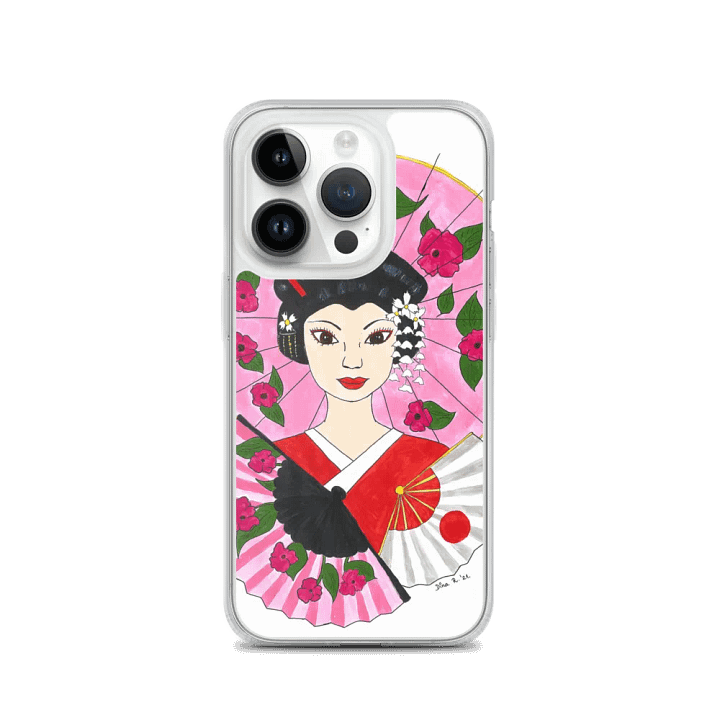 Japanese Geisha (art by Dina R.) acrylic painting - Clear Case for iPhone product image (3)