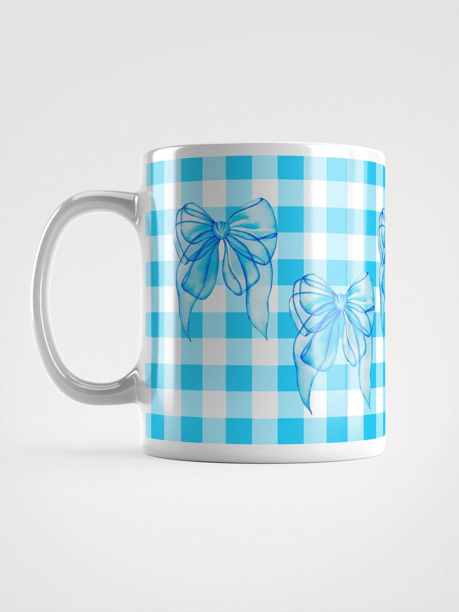 Mug Blanc Vichy Revisité - Bleu Vif - Cadeau Style Chic et Poétique product image (6)