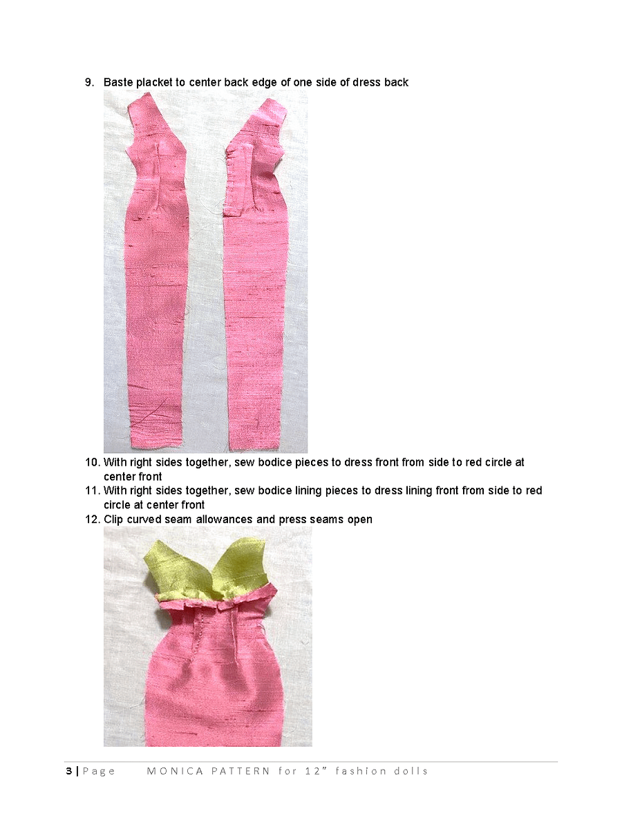 Monica sewing pattern for 12" fashion dolls product image (3)