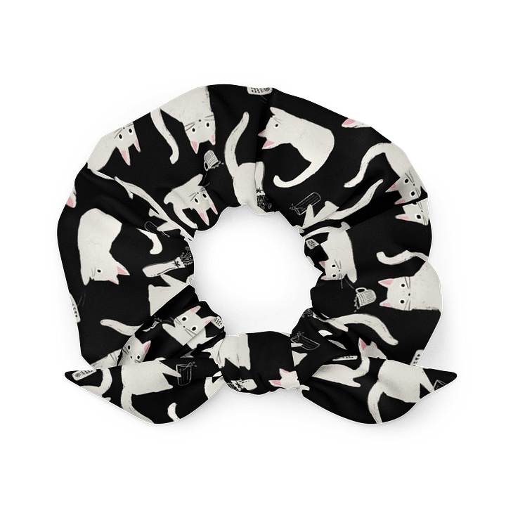 Bad Cats Knocking Stuff Over Patterned Scrunchie, White product image (1)