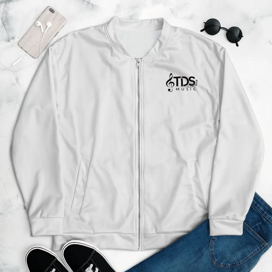 TDS Music Unisex White Bomber Jacket – Exclusive Design for Music Fans product image (5)