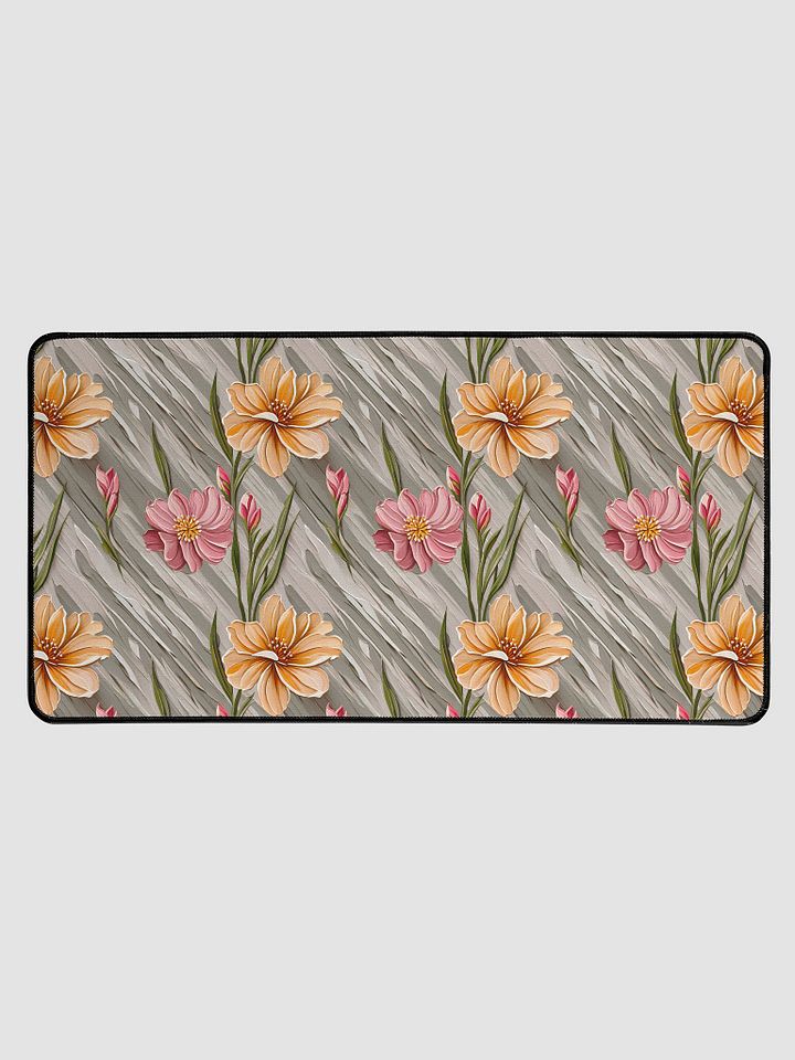 Desk Mat (31.5x15.5 inches) - Painted Flowers in Shades of Yellow and Pink product image (1)