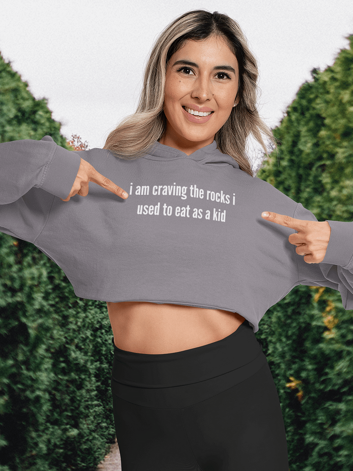 I am craving the rocks I used to eat fleece crop hoodie product image (1)