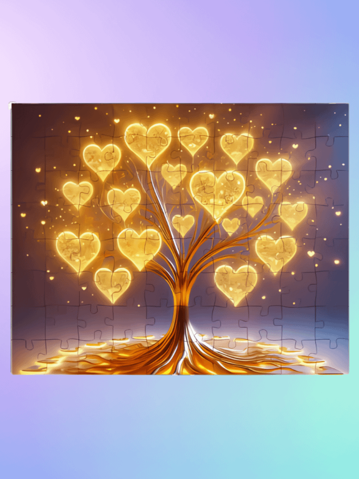 Golden Heart Tree Puzzle Sublimation Design – premium 300 DPI digital download. product image (1)
