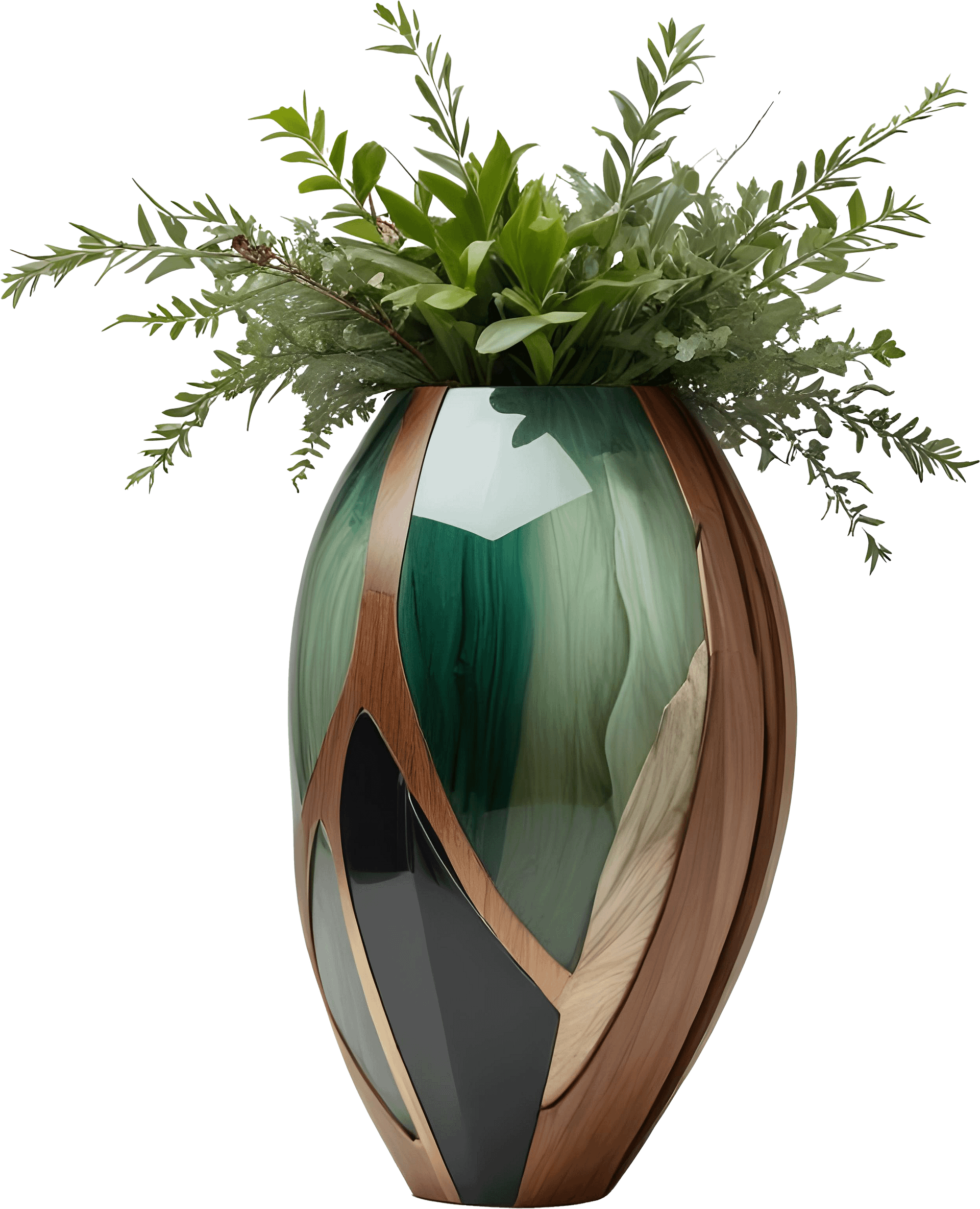 Luxe Botanique – Emerald Grace Vase PNG product image (1)