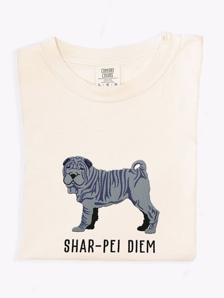 Shar-Pei Diem T-Shirt(Embroidered) of a Chinese Shar-Pei(Blue) product image (1)