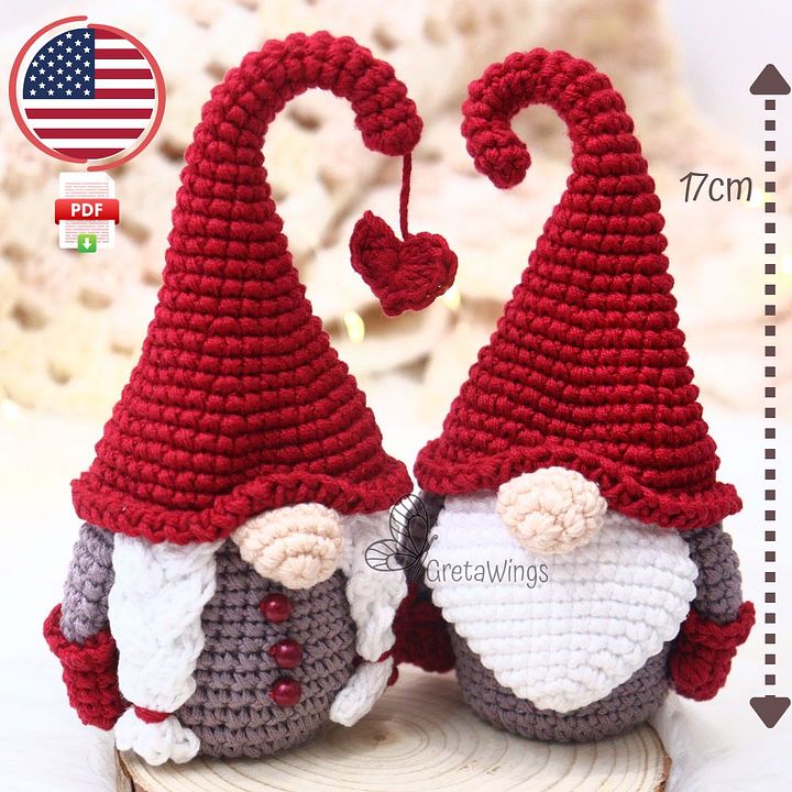 Gnomes inspired by Christmas and Valentine's Day amigurumi pattern (Dogital Download) product image (1)