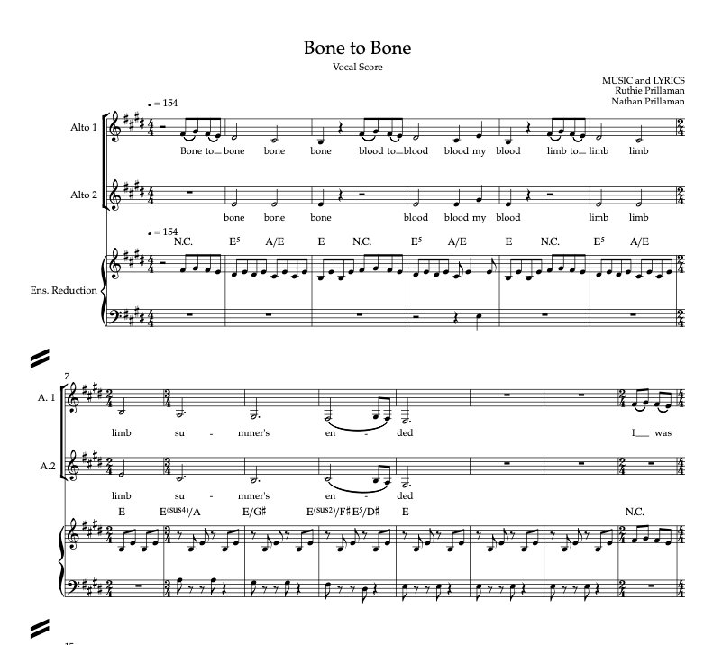 Bone to Bone Sheet Music - Piano Vocal, Vocal Score, and Studio Score product image (2)