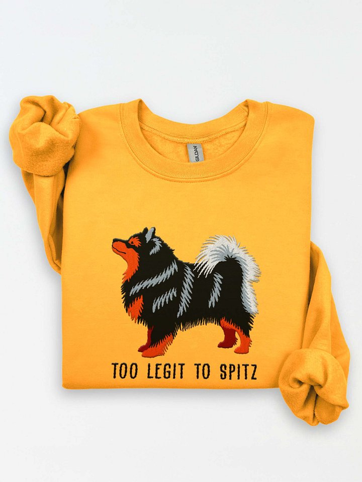 Too Legit to Spitz Sweatshirt (Embroidered) of a Finnish Lapphund(Black & Tan) product image (1)