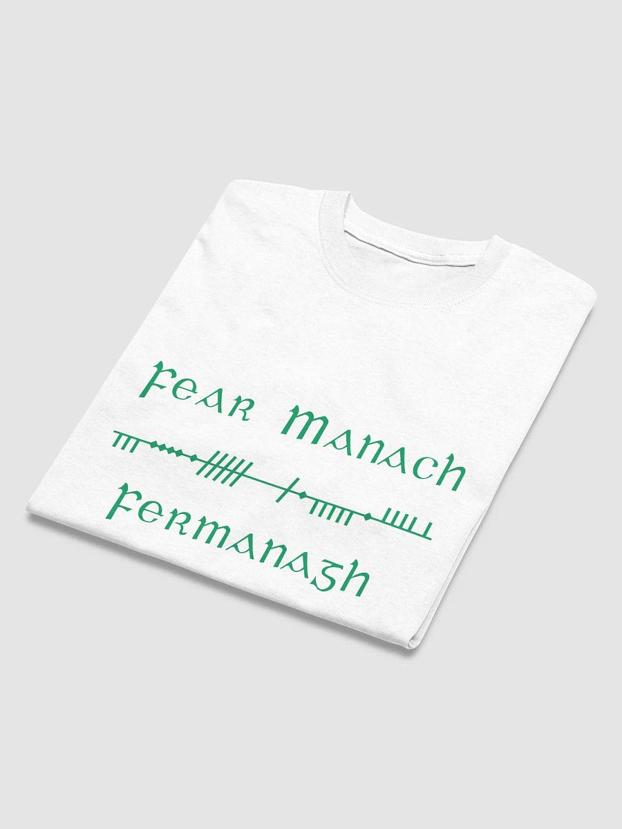 Fermanagh/Fear Manac Scholastic style Ogham white printed T-shirt product image (3)