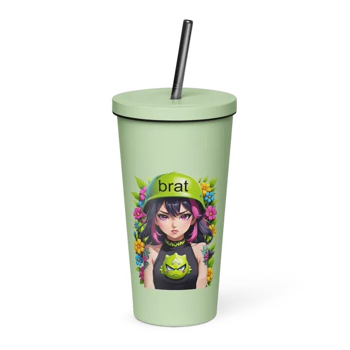 Brat 20 oz Tumbler Cup - Mint - Insulated Tumbler with a Straw v6 product image (1)