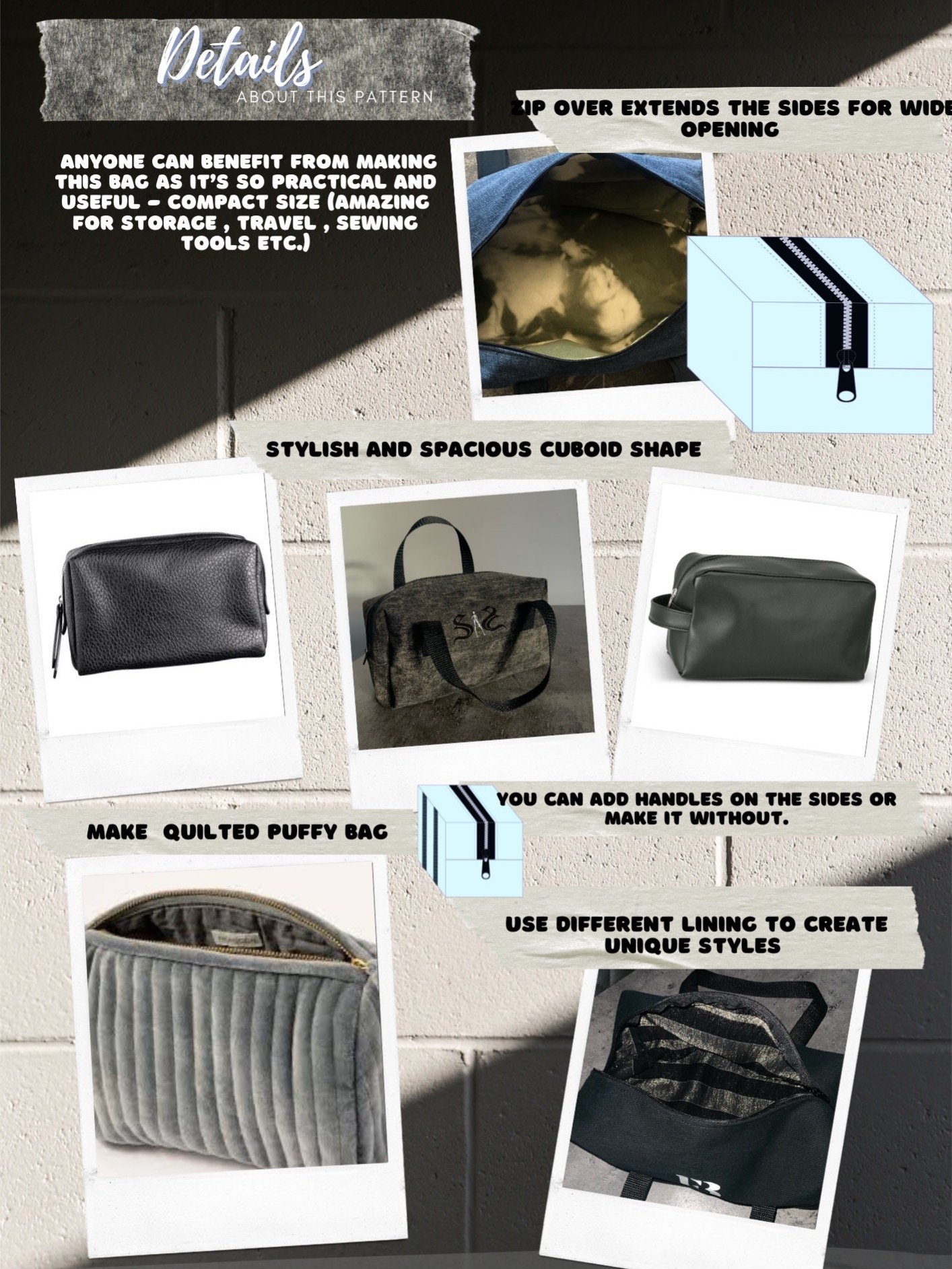 The Ultimate 3-in-1 Pattern Bundle - Shoulder bag, Duffle bag, storage / travel bag digital sewing pattern product image (6)