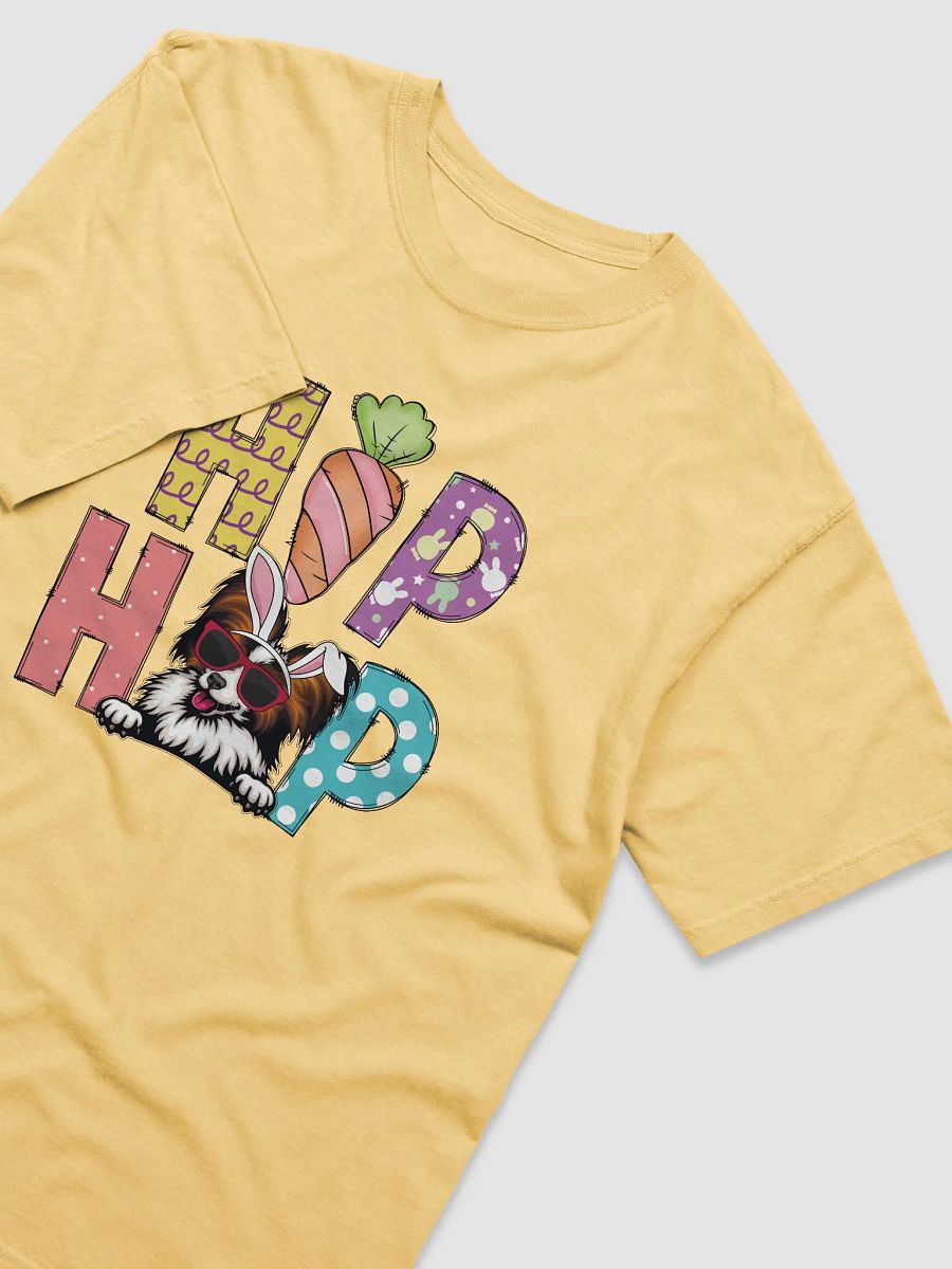 Hip Hop Easter Papillon T-Shirt | Cute Easter Day Papillon Wearing Bunny Ears and Sunglasses product image (3)