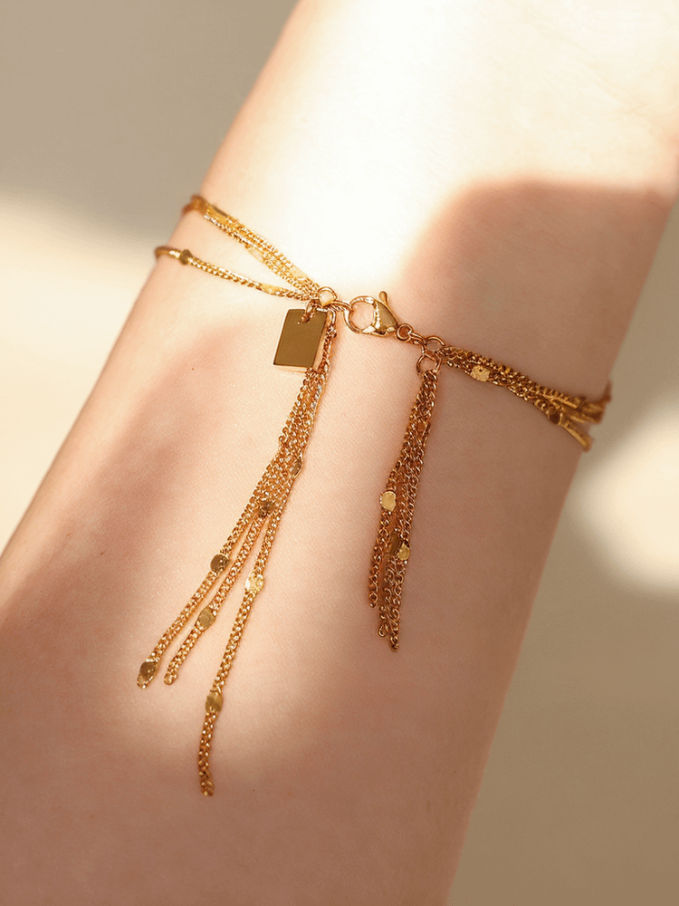 Sparkling Three-layer Tassel Fairy Bracelet | 18K Gold Plated product image (3)
