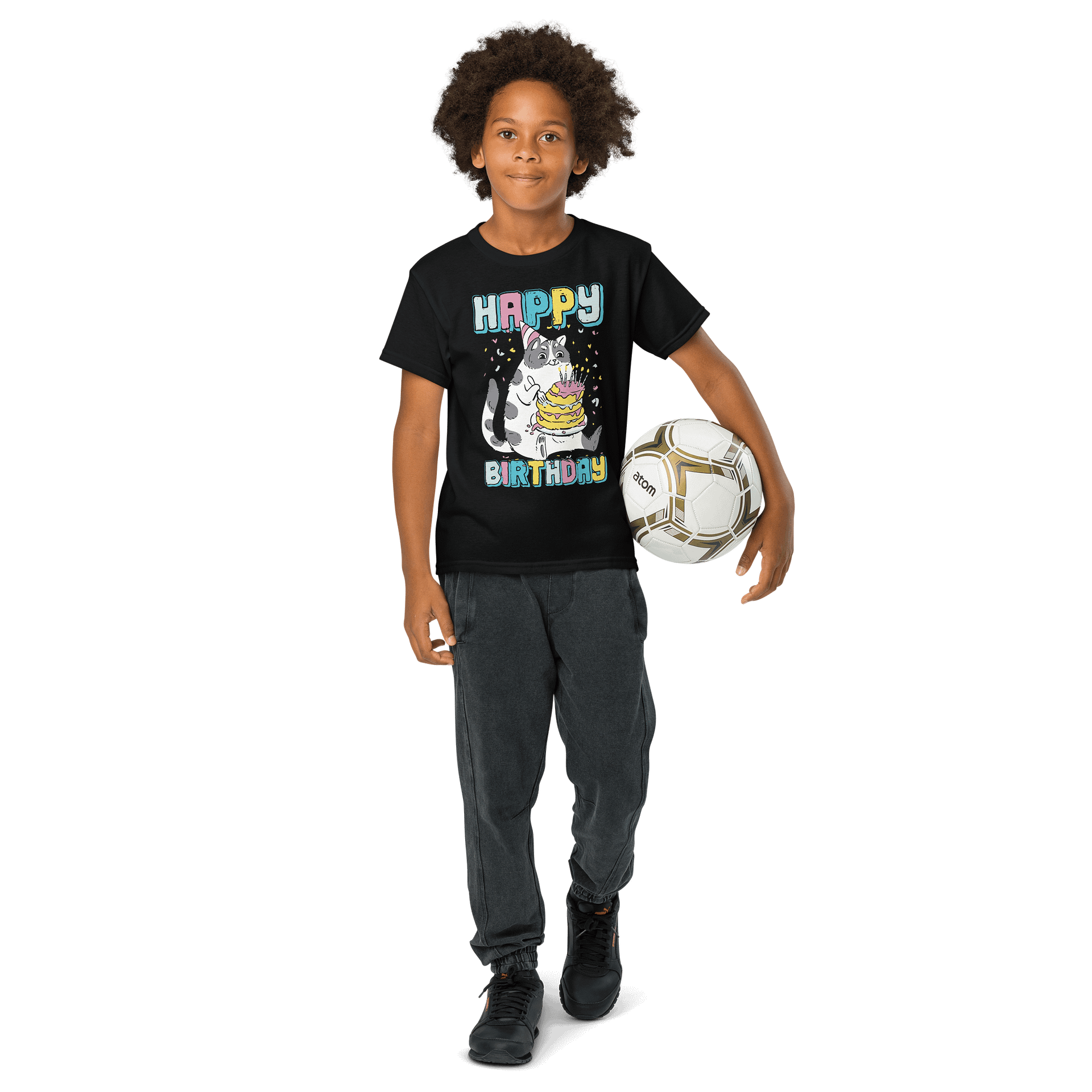 Happy Birthday (Cat With Cake) T-Shirt For Kids product image (8)