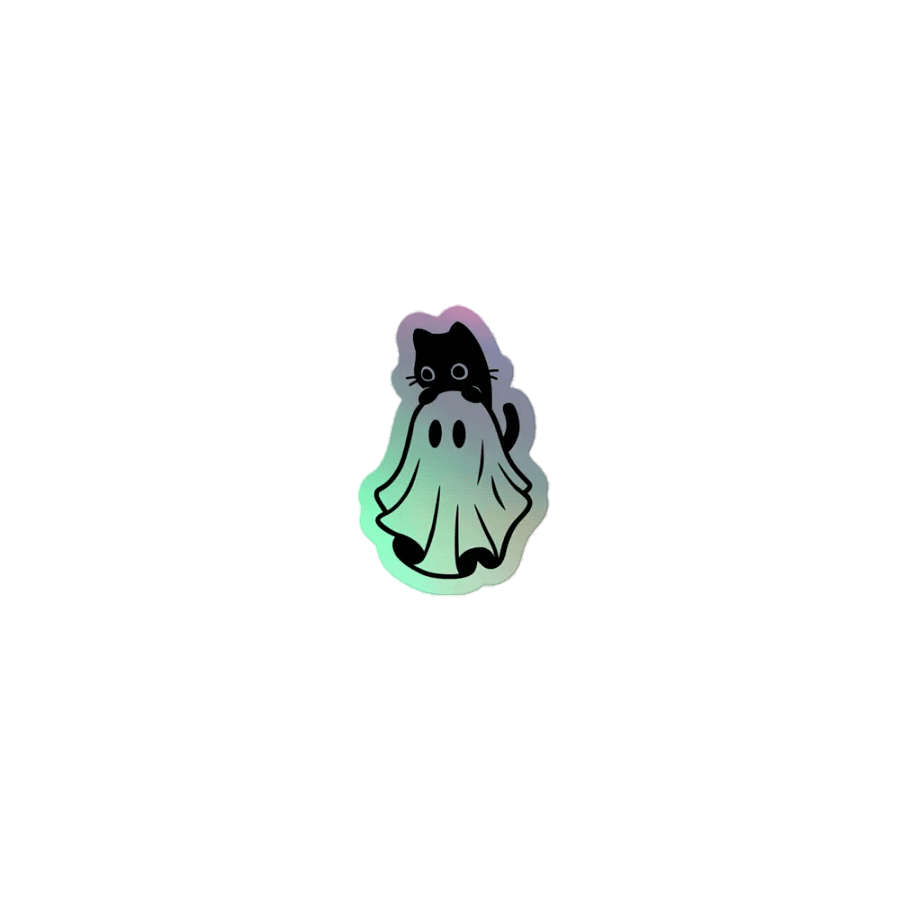 Ghost Cat Holographic Sticker product image (1)