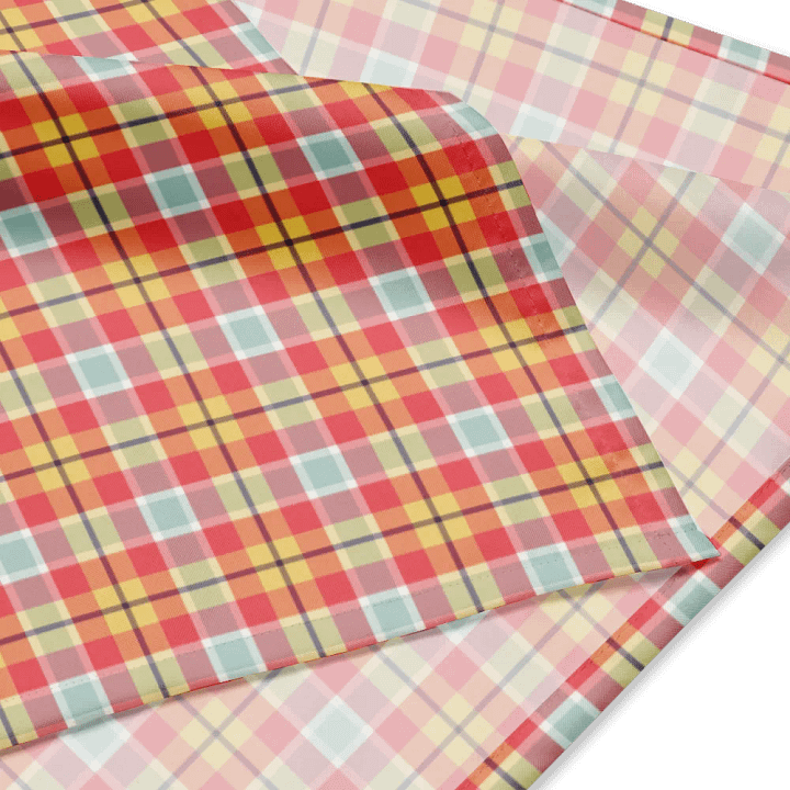Coral Pink, Yellow, and Mint Green Plaid Bandana product image (2)