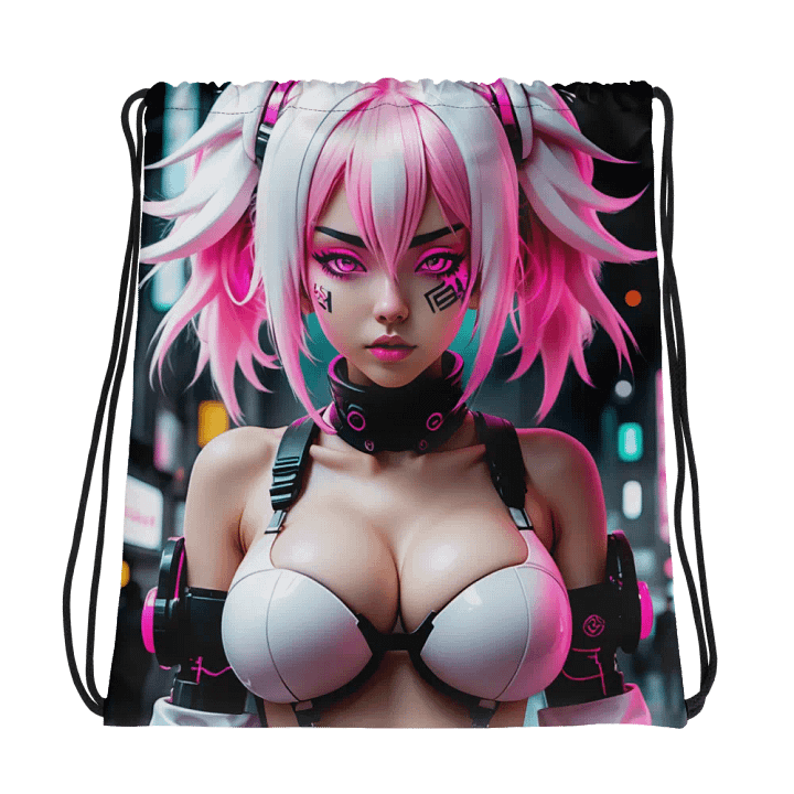 Cyberpunk Pigtails Drawstring Adventure Bag product image (1)