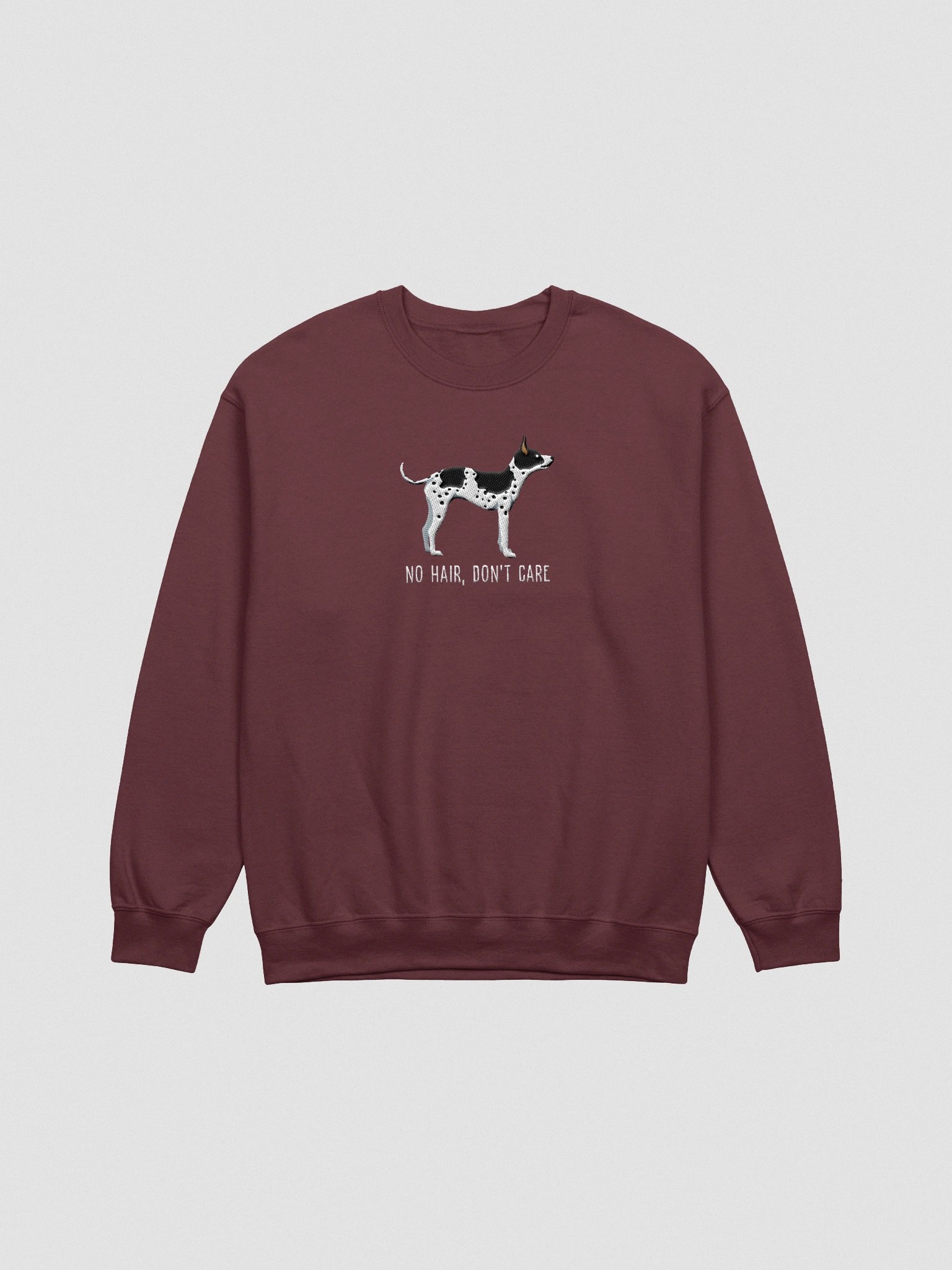 No Hair, Don't Care Sweatshirt (Embroidered) of an American Hairless Terrier(Black & White) product image (4)