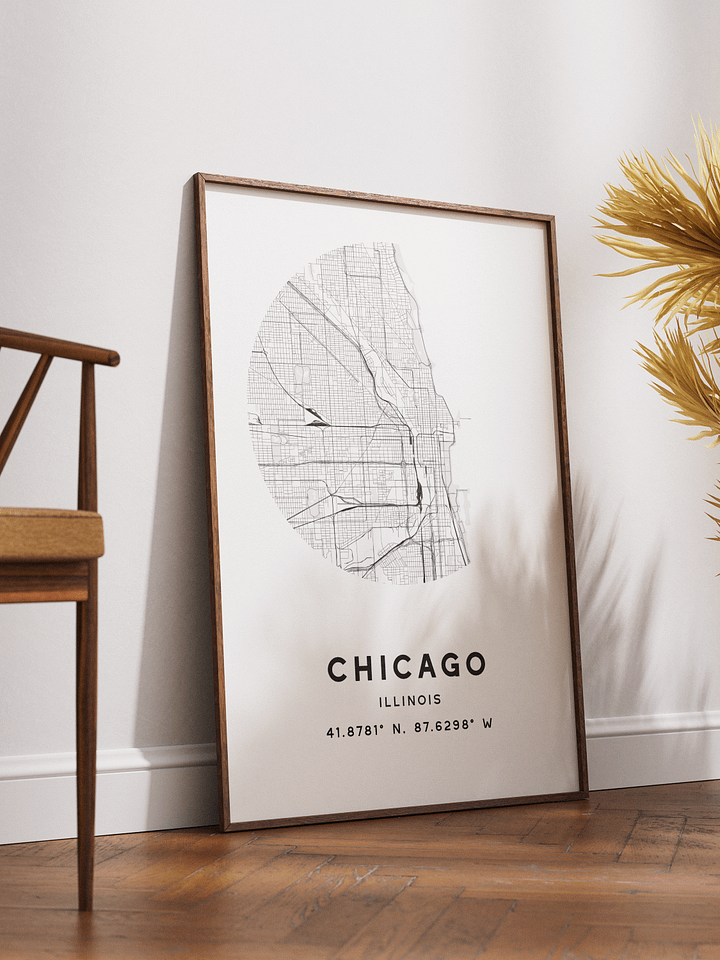 Chicago Street Map Poster – White Minimalist Circular City Art product image (2)