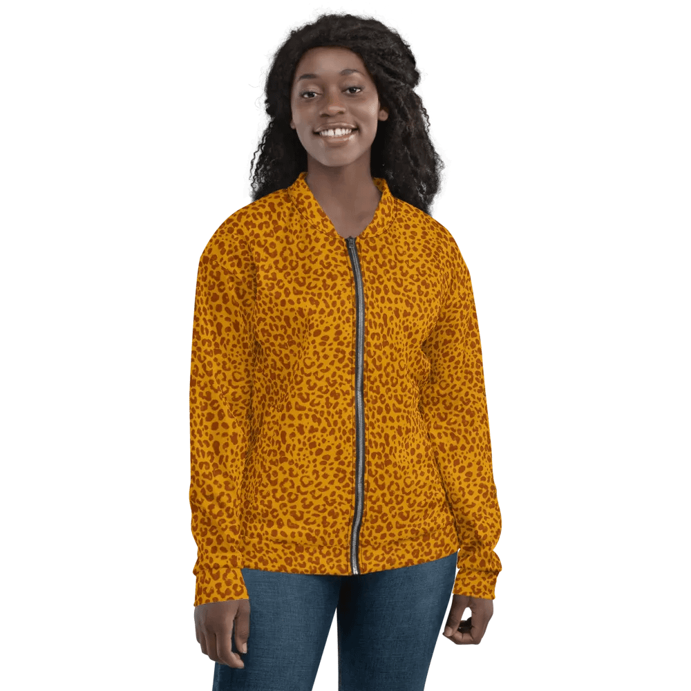 Leopard Print Honey Yellow Bomber Jacket product image (9)