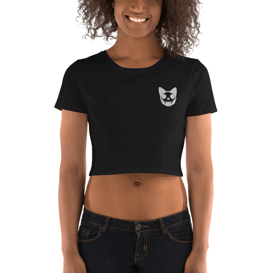 Cat Skull Embroidered Crop product image (2)