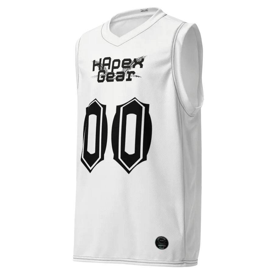 Neffex - White - Recycled Unisex Basketball Jersey - Black HApex Gear Black Logo product image (1)