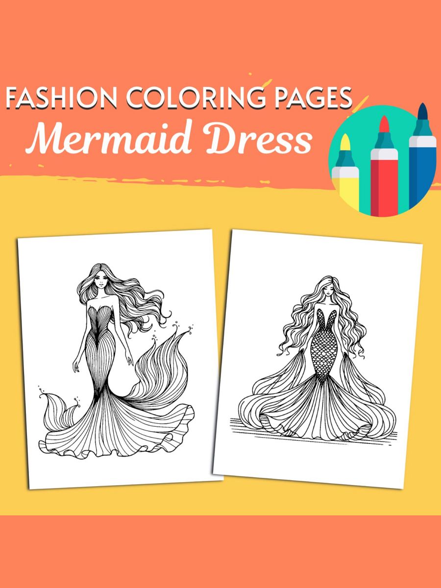 Fashion Coloring Pages - Mermaid Dress product image (4)