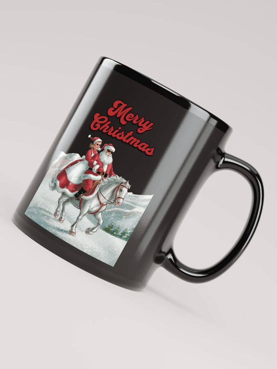 Mr. and Mrs. Santa Claus Horse Riding Black Mug product image (7)