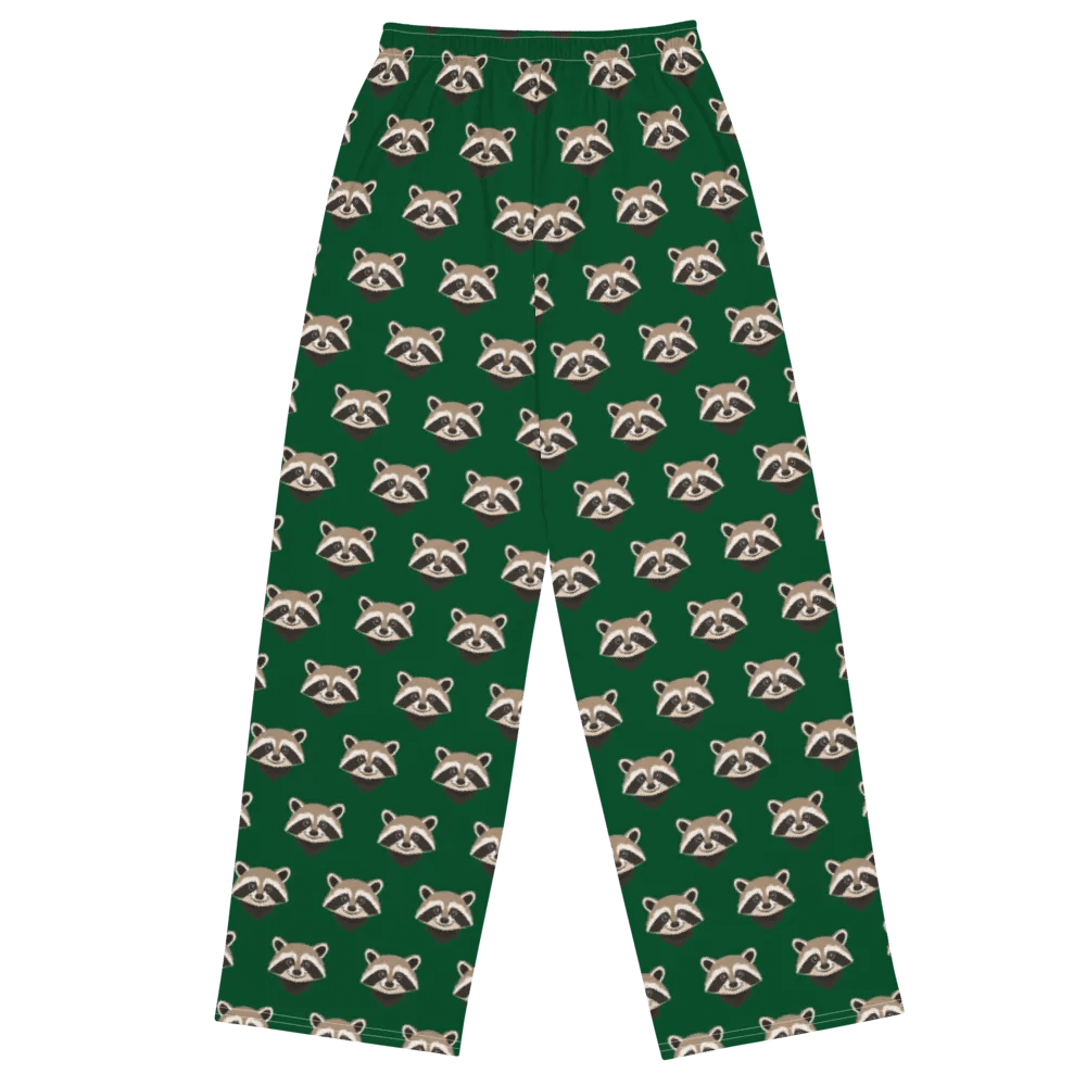 Raccoon Dreamland Wide-Leg Lounge Pants in Green product image (2)