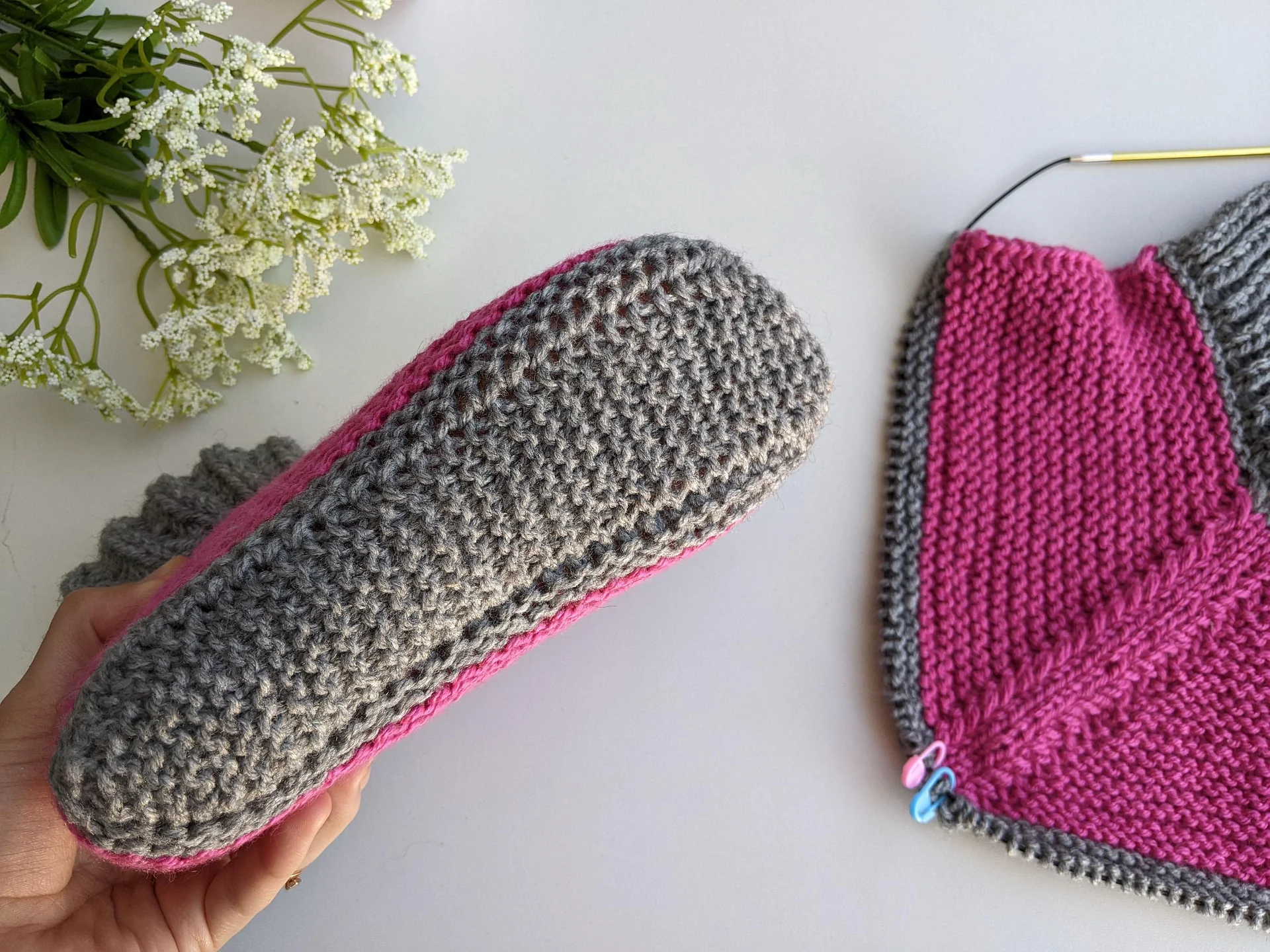 Flat Knit Slipper Socks with Folded Cuff Pattern product image (8)