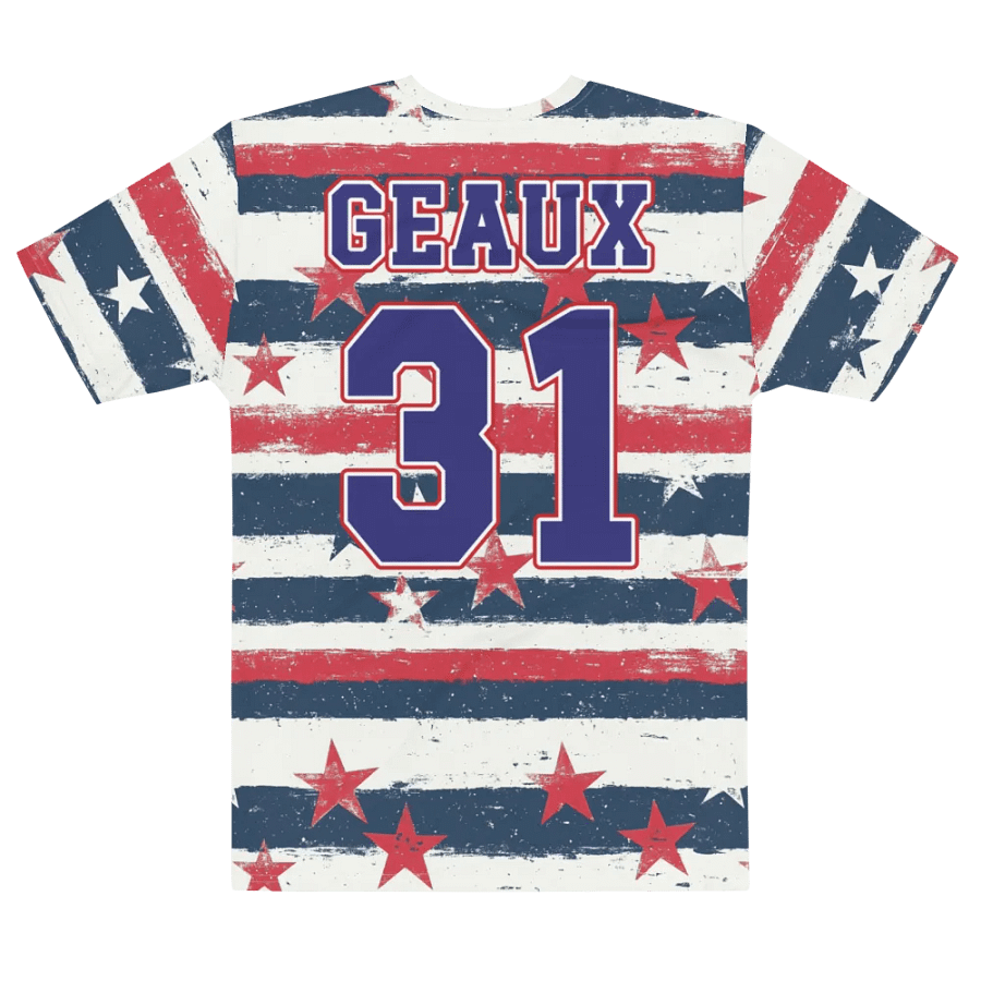 Geaux 31 (On Back) - Vintage Stars & Stripes Pattern Tee product image (5)