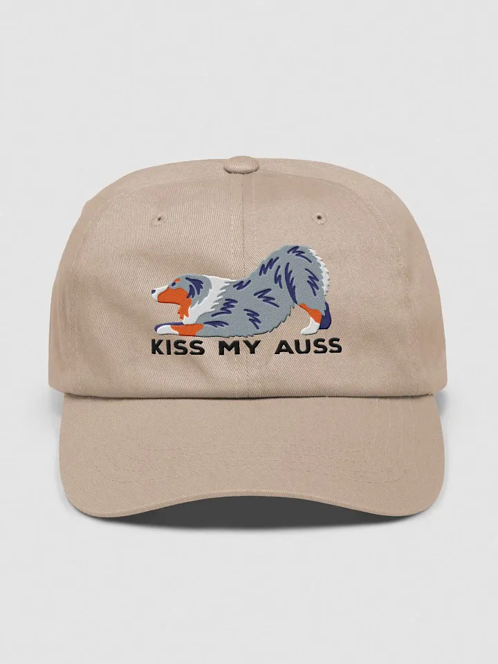 Kiss My Auss Classic Dad Hat(Embroidered) of an Australian Shepherd(Blue Merle) product image (9)