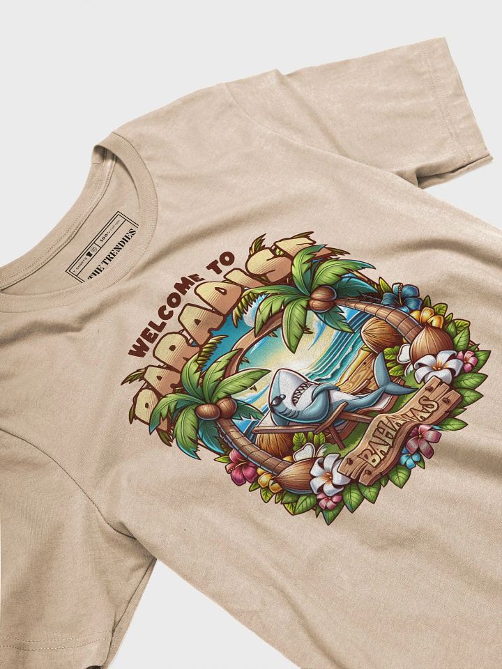 Welcome to Paradise Bahamas Beach T-Shirt | Tropical Shark Design product image (2)
