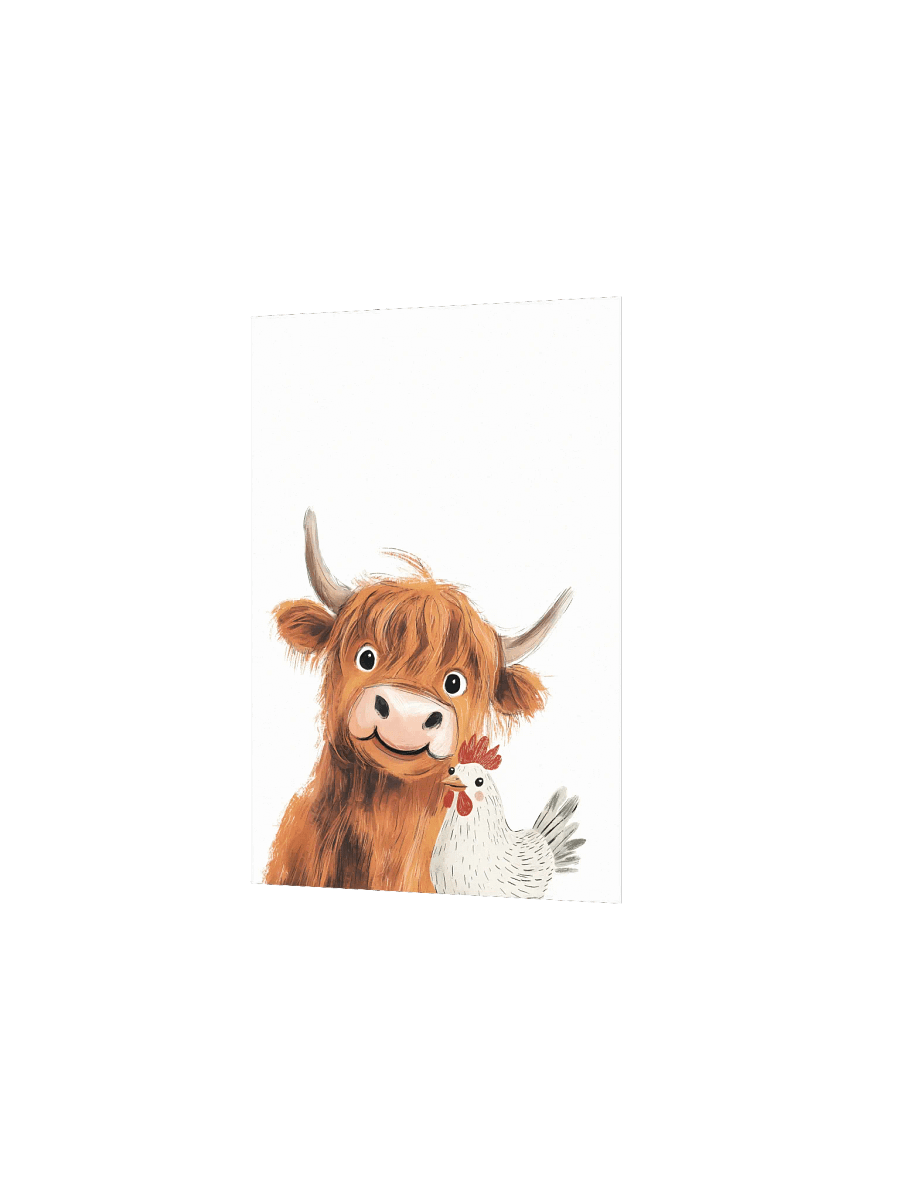 Highland Cow and Chicken, Farm Nursery Print product image (3)