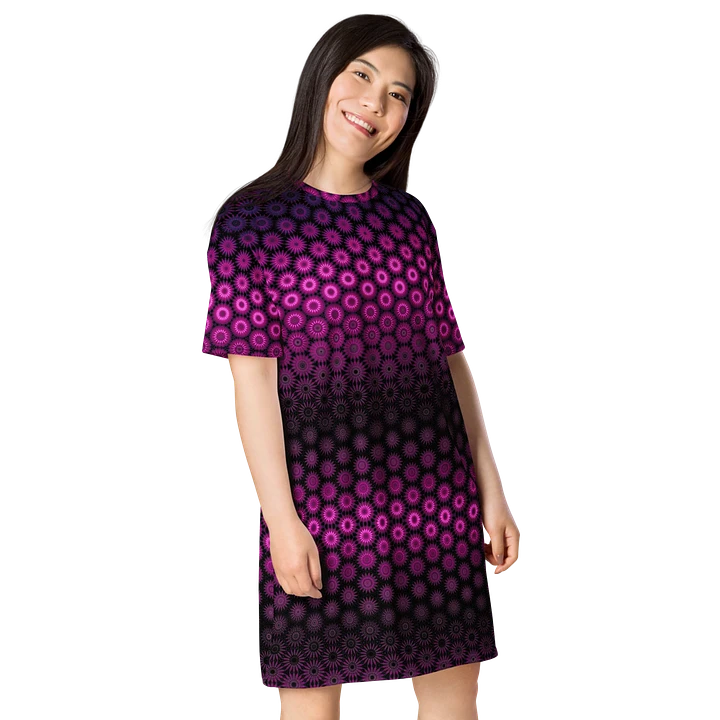 Abstract Raspberry and Black Pattern Ladies T Shirt Dress product image (2)