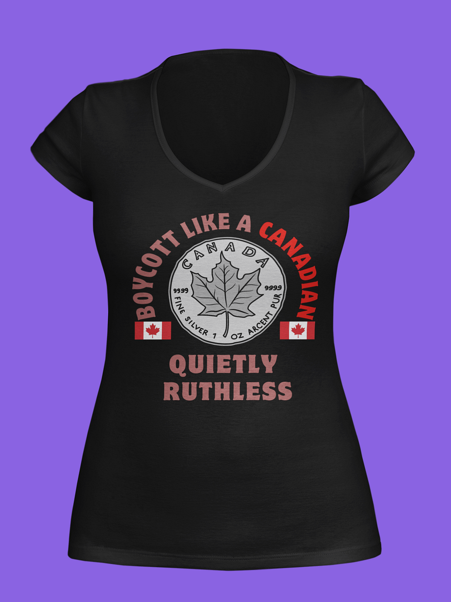Canadian Silver Coin Maple Leaf V-Neck Tee product image (10)