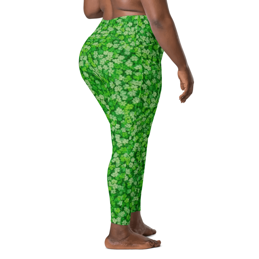 Whimsical St Patrick’s Day Lucky Four Clovers Leggings product image (3)