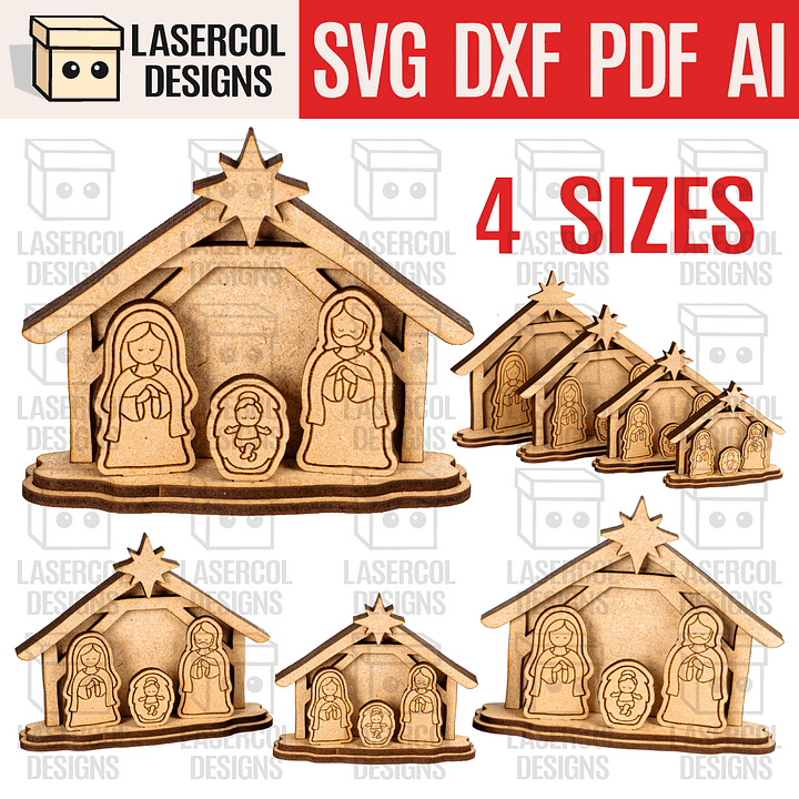 Small Nativity Scene Gift Set 3 - Christmas - Laser Cut Files product image (1)