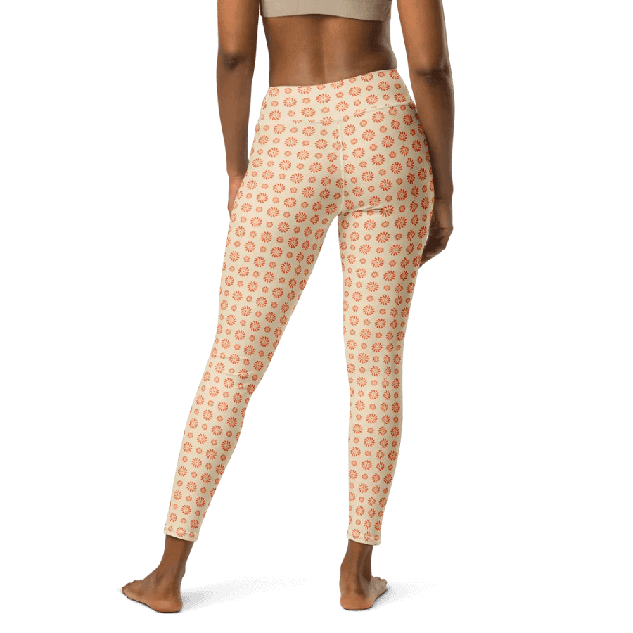 Sunburst Bliss High-Waisted Leggings - Orange Petal Pattern Activewear product image (3)
