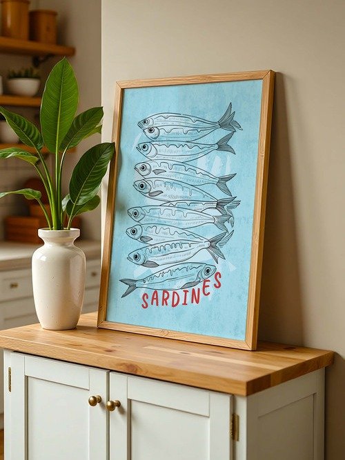 Sardine Wall Art Sardines Tin Fish Poster Colorful Kitchen Print product image (2)
