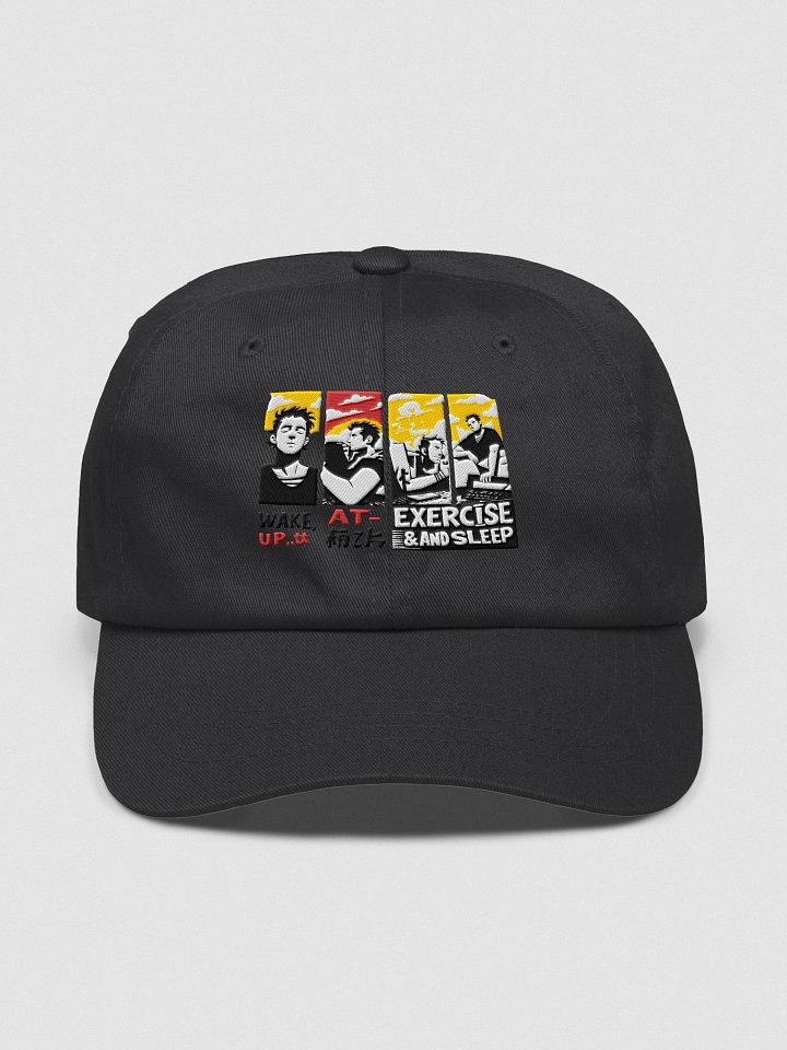 Global Wellness Mantra | Wake, Eat, Exercise, Sleep Art Dad Cap product image (1)
